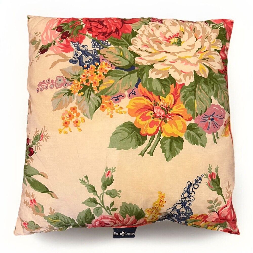 Retired RALPH LAUREN ‘Melissa Southampton Beach’ Floral Square Throw Pillow